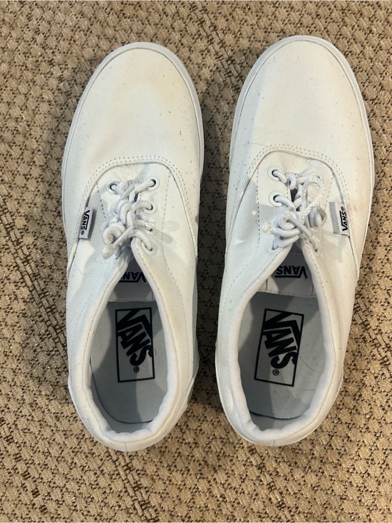 Vans Shoes - Vans White Low-Top Canvas Sneakers